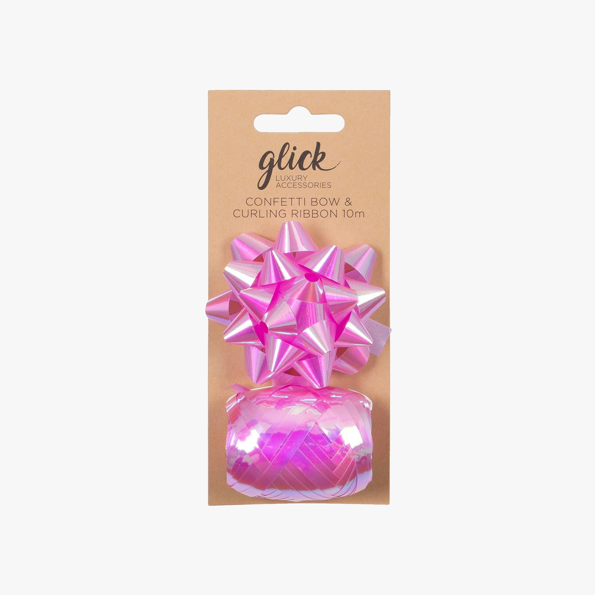 Bow & Ribbon-BKI31 - Iridescent Pink Bow & Ribbon Multipack-Glick