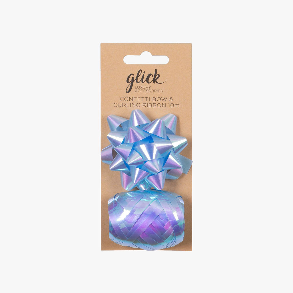 Bow & Ribbon-BKI32 - Iridescent Blue Bow & Ribbon Multipack-Glick