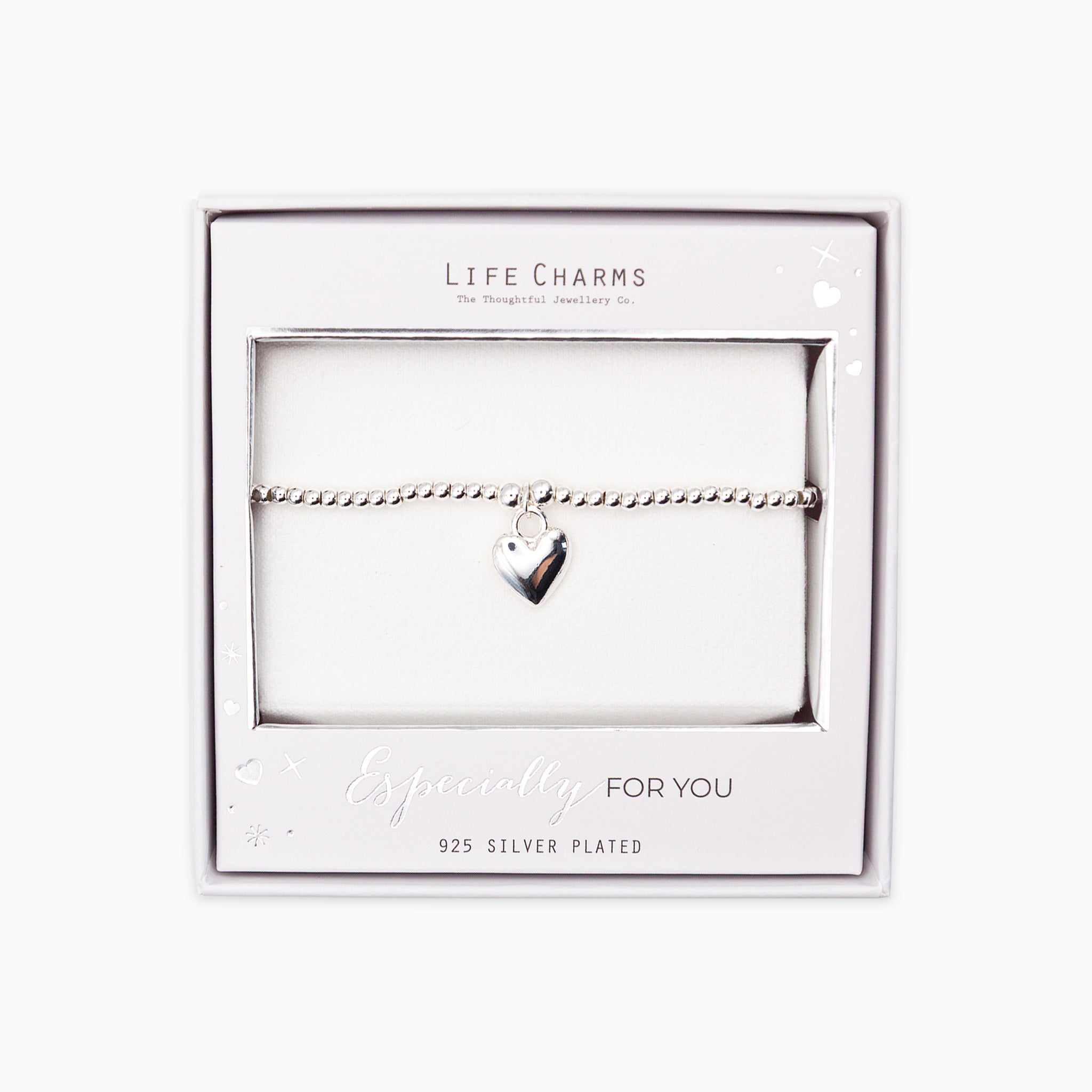 Bracelet-B01 - Silver Puffed Heart Bracelet-Whistlefish