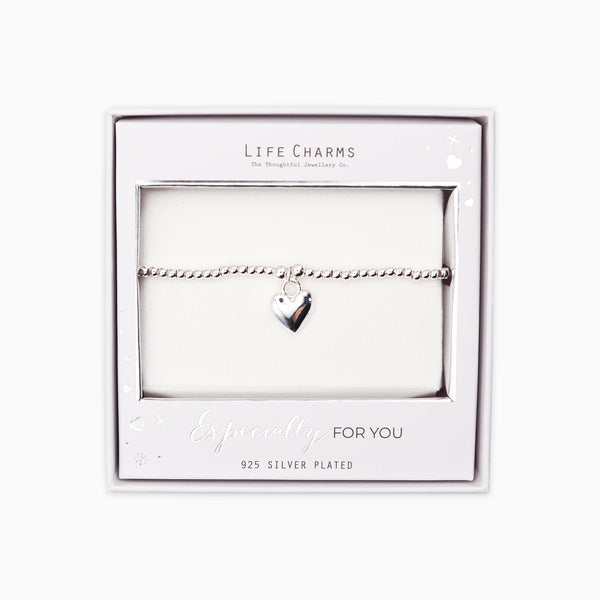 Bracelet-B01 - Silver Puffed Heart Bracelet-Whistlefish