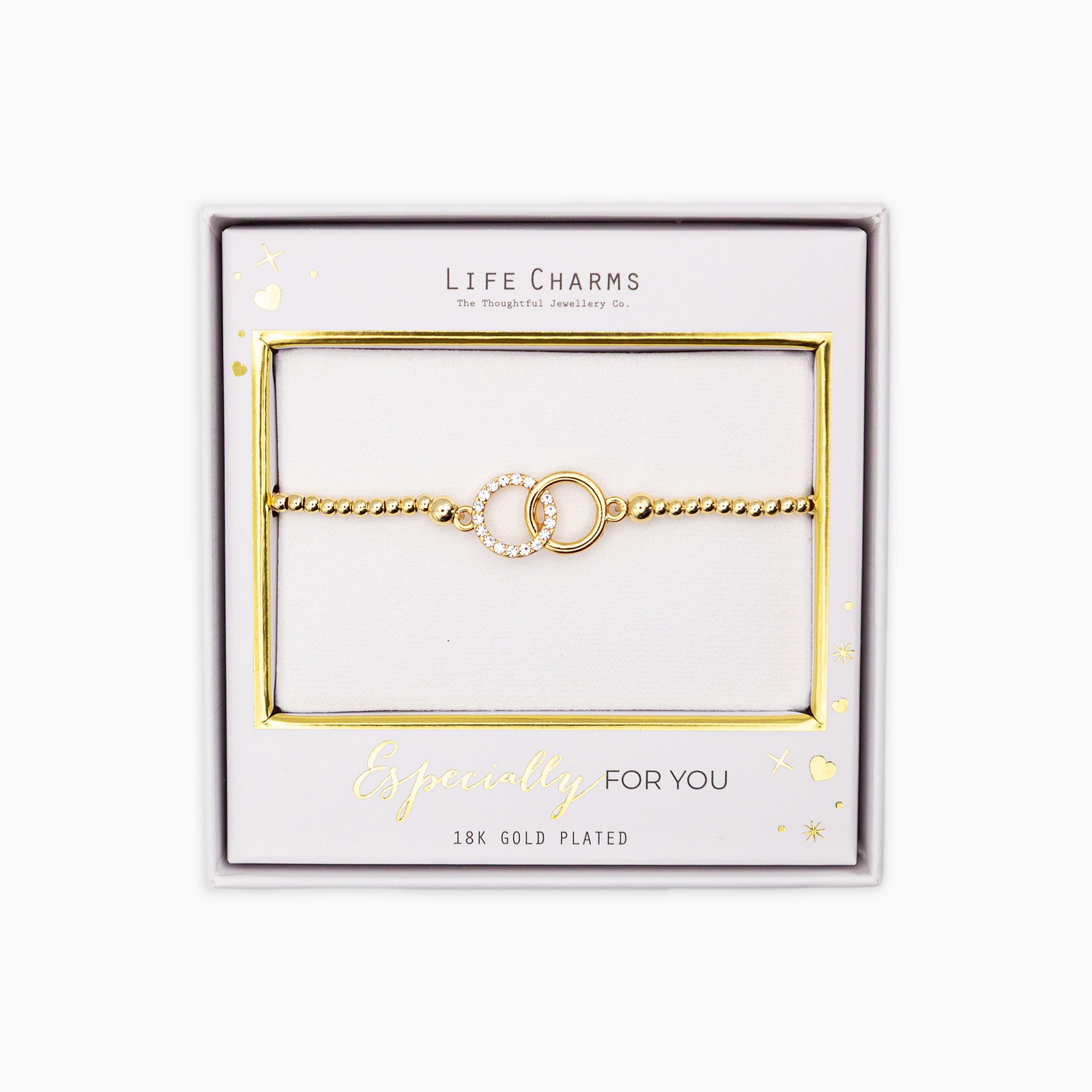 Bracelet-B09G - Gold Crystal Circle Bracelet-Whistlefish