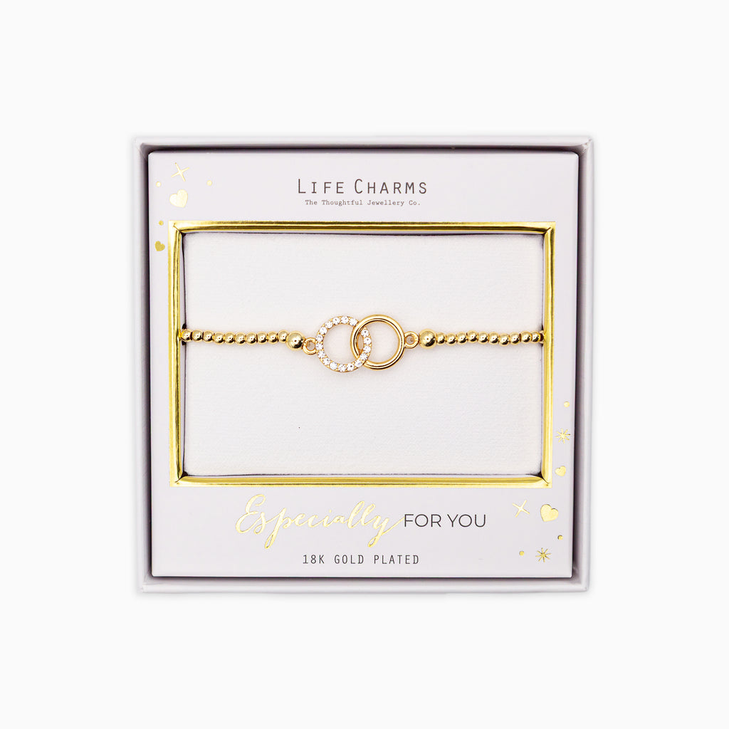 Bracelet-B09G - Gold Crystal Circle Bracelet-Whistlefish