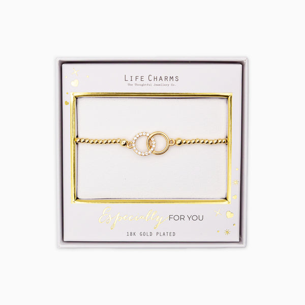 Bracelet-B09G - Gold Crystal Circle Bracelet-Whistlefish