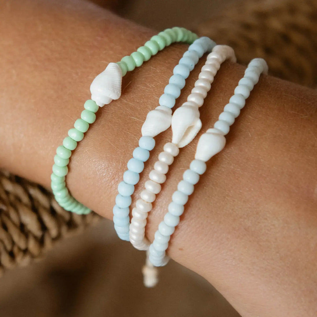 Bracelet-SH-166 - Uluwatu Beaded Bracelet Soft Blue-Pineapple Island