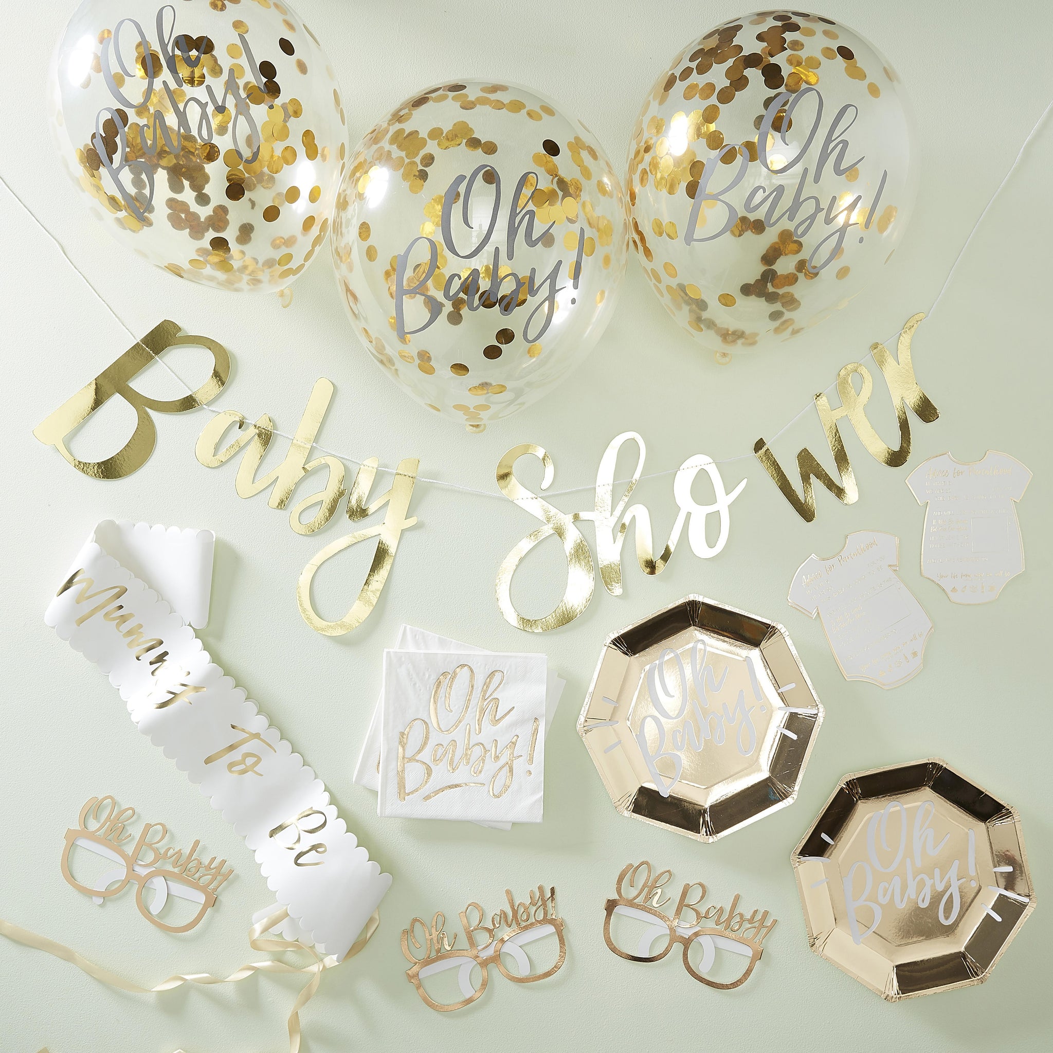 Bundle-OB-134 - Gold Baby Shower Party in a Box-Ginger Ray
