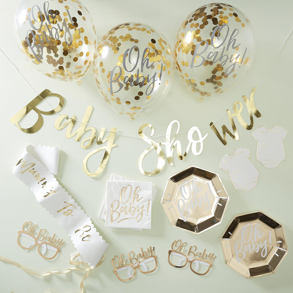 Bundle-OB-134 - Gold Baby Shower Party in a Box-Ginger Ray