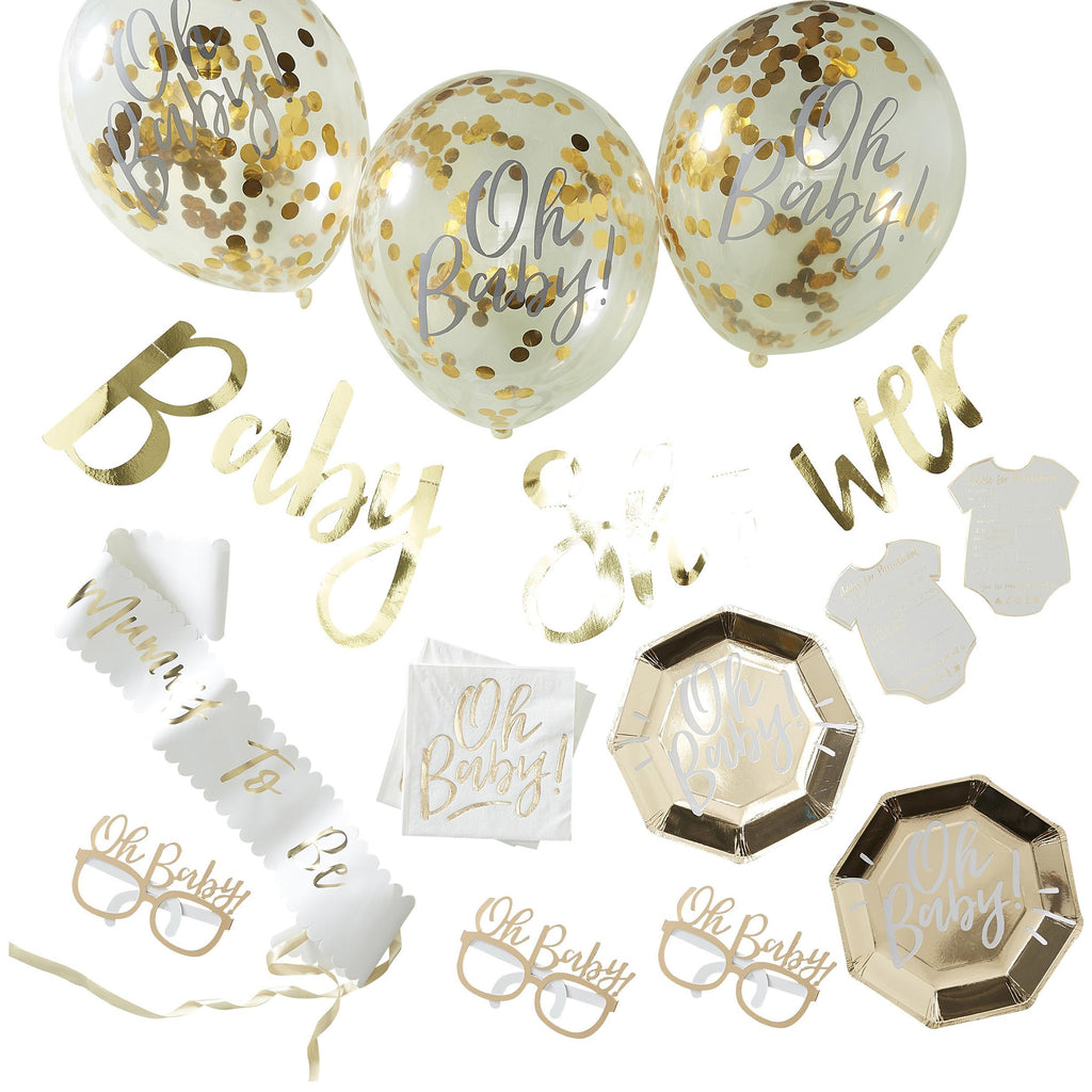 Bundle-OB-134 - Gold Baby Shower Party in a Box-Ginger Ray
