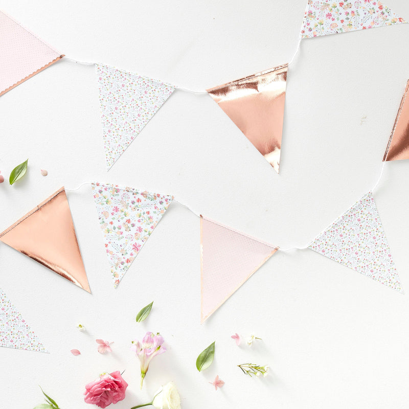 Bunting-DF-804 - Rose Gold Floral Party Bunting-Whistlefish