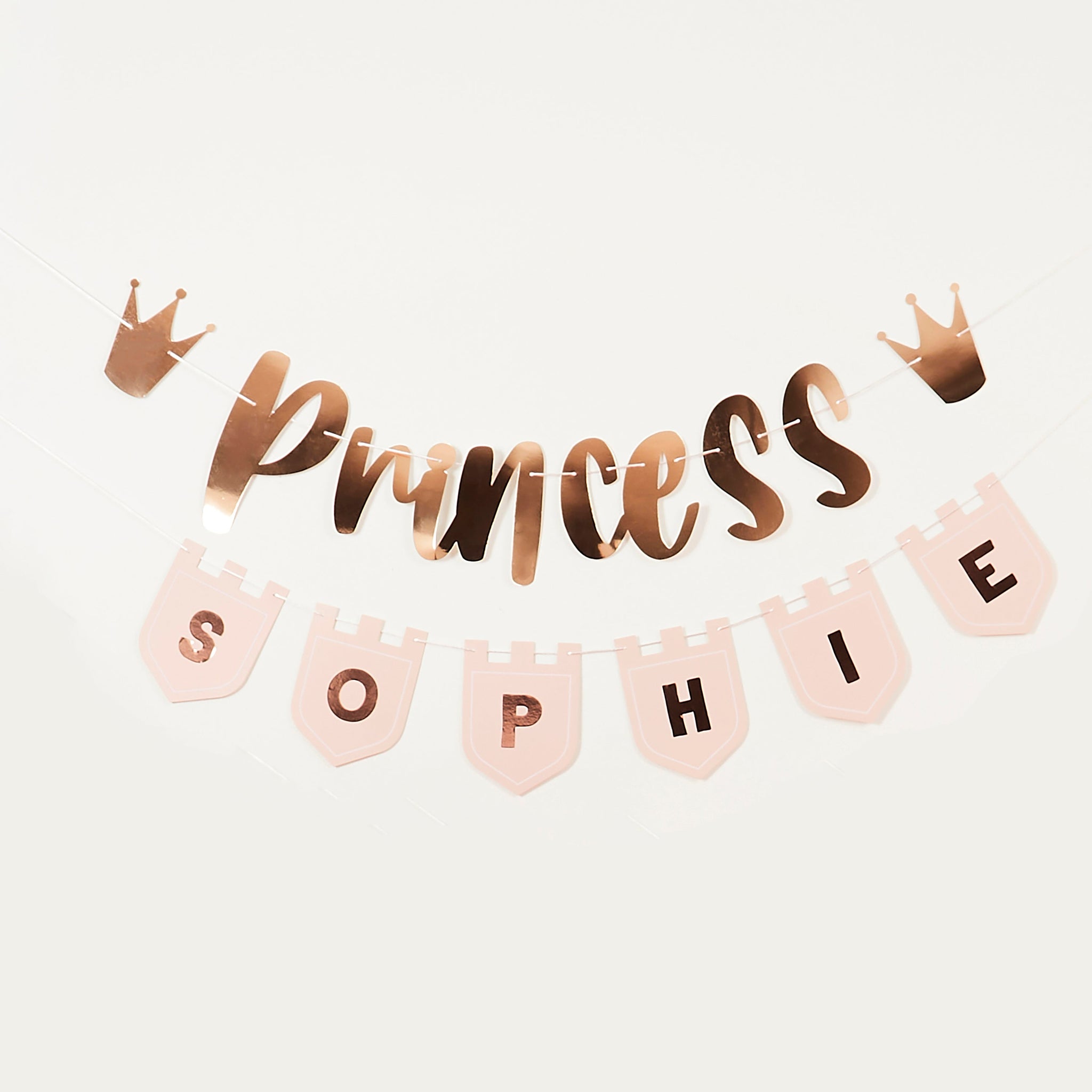Bunting - HBLP100 - Princess Bunting With Personalised Flags - Princess Card Banner With Personalised Flags - Whistlefish