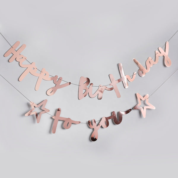 Bunting - HBMM1116 - Rose Gold Happy Birthday To You Banner - Rose Gold Happy Birthday To You Banner - Whistlefish