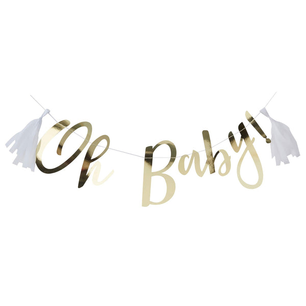 Bunting-OB-110 - Gold Oh Baby! Baby Shower Bunting-Whistlefish