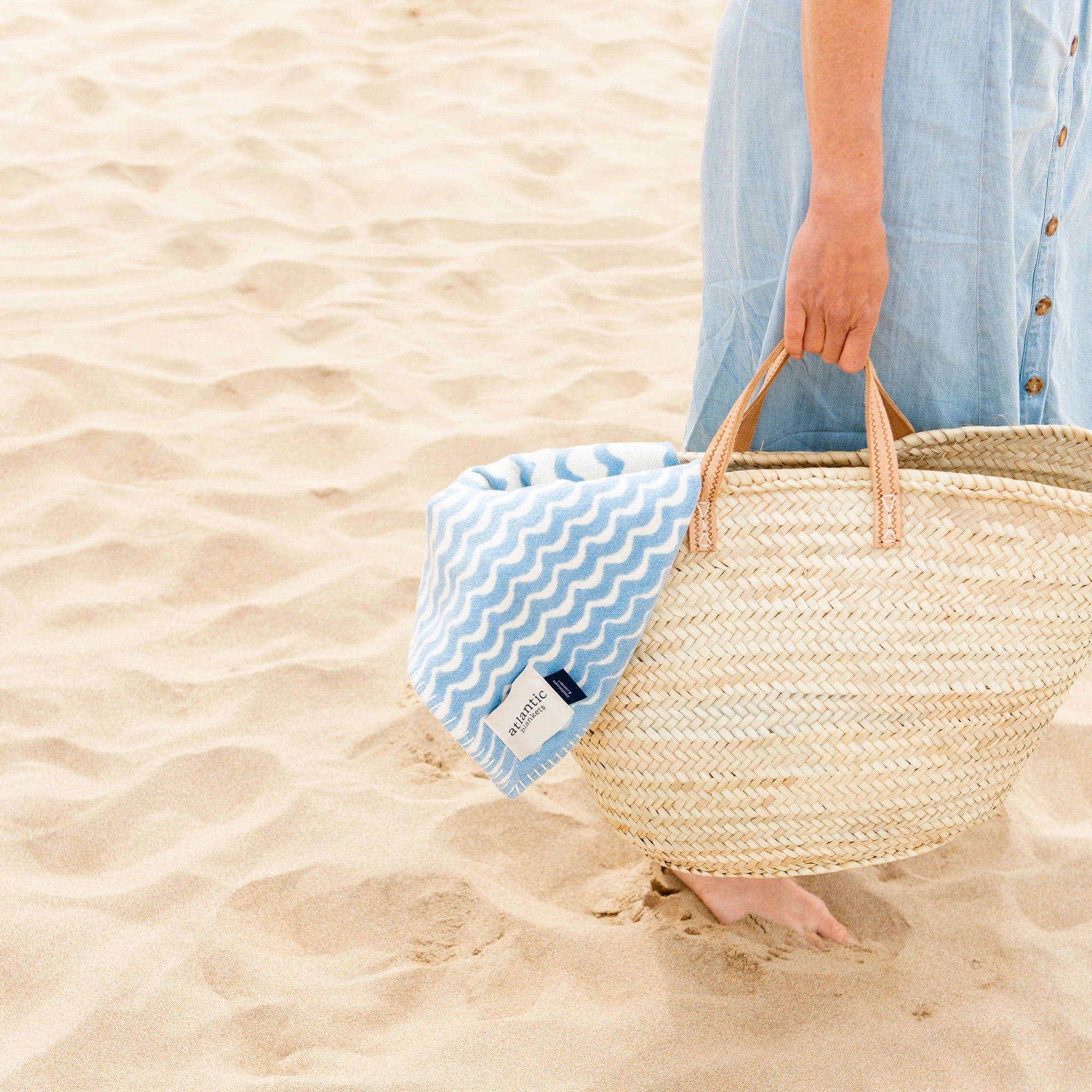 Recycled Cotton Blanket-CO-ST-BSW - Powder Blue Recycled Cotton Blanket-Atlantic Blankets