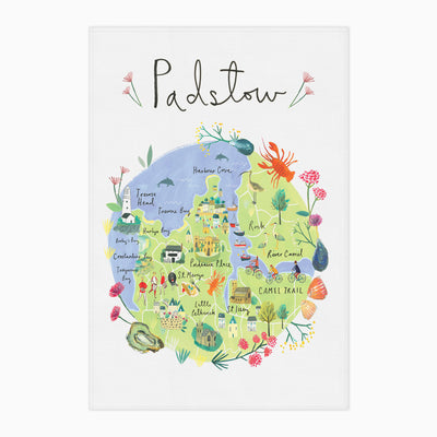 Padstow Map Tea Towel - Whistlefish