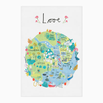 Looe Map Tea Towel - Whistlefish