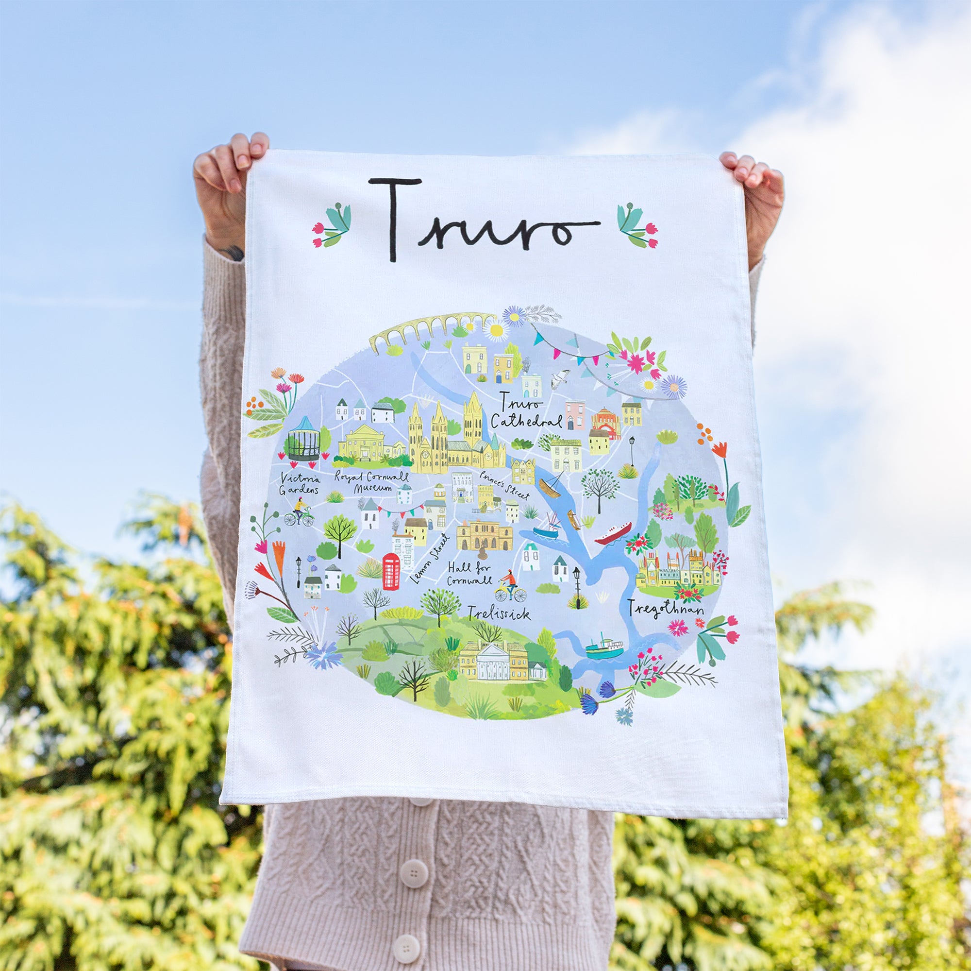 Tea Towel-CR20TT - Truro Map Tea Towel-Clair Rossiter