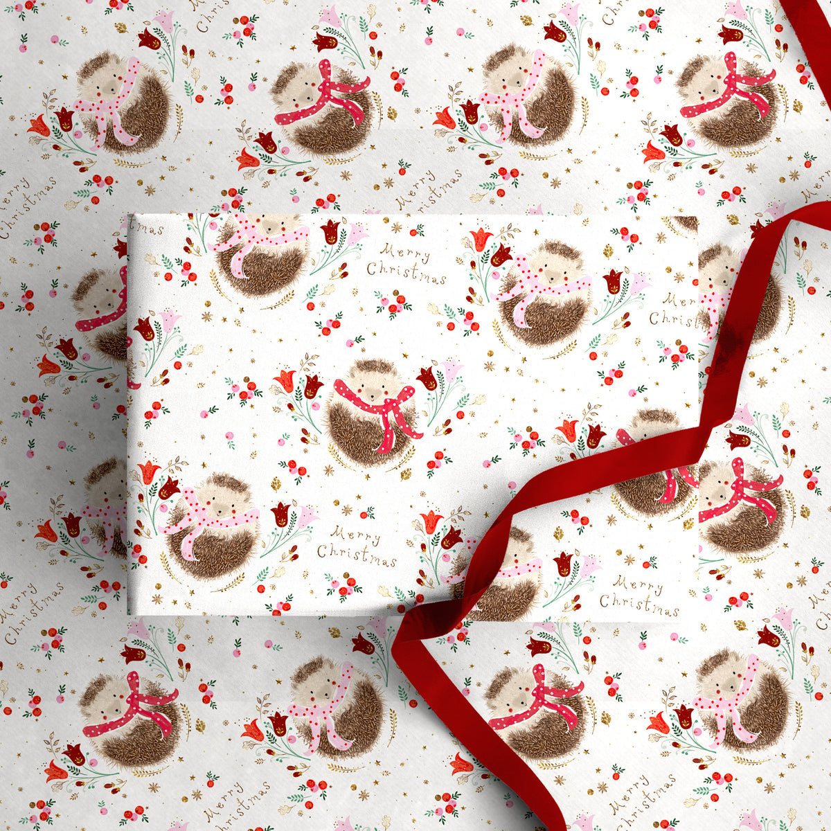 Hedgehogs Christmas Wrapping Paper - Whistlefish