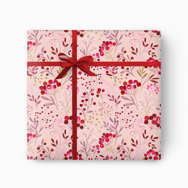 Blush Berry Christmas Wrapping Paper - Whistlefish