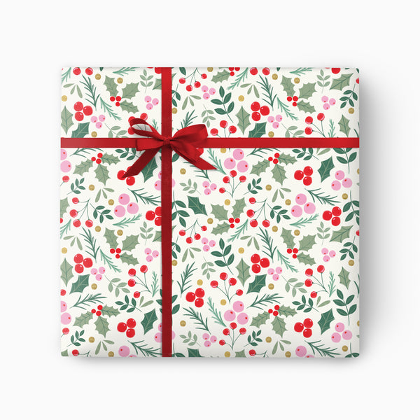 Berry & Holly Christmas Wrapping Paper - Whistlefish