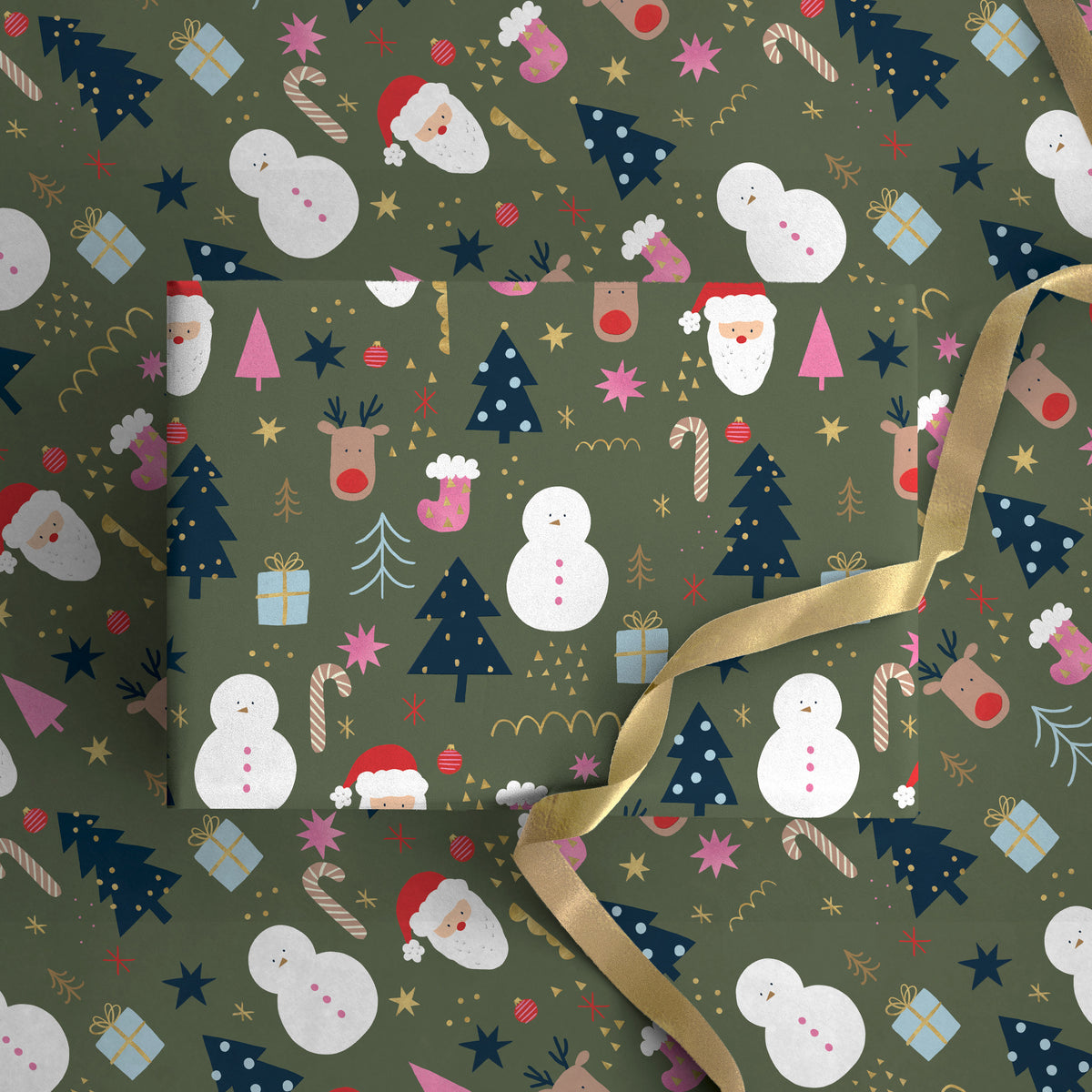 Cute Icons Christmas Wrapping Paper - Whistlefish