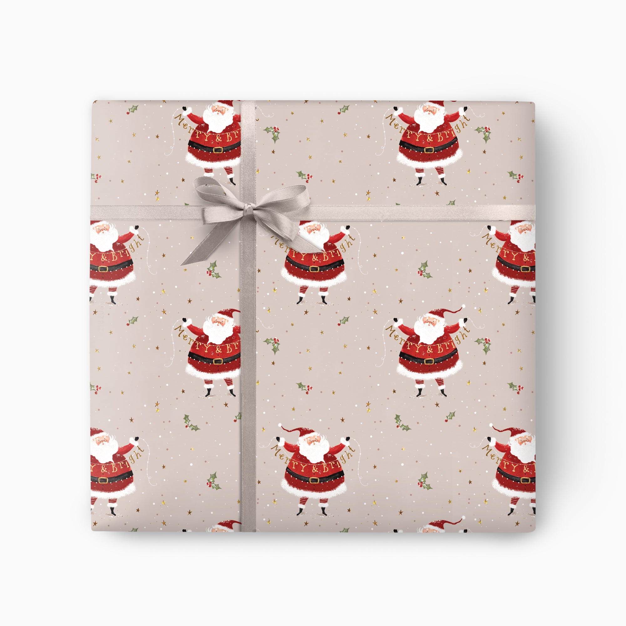 CWP072 - Merry & Bright Santa Christmas Wrapping Paper