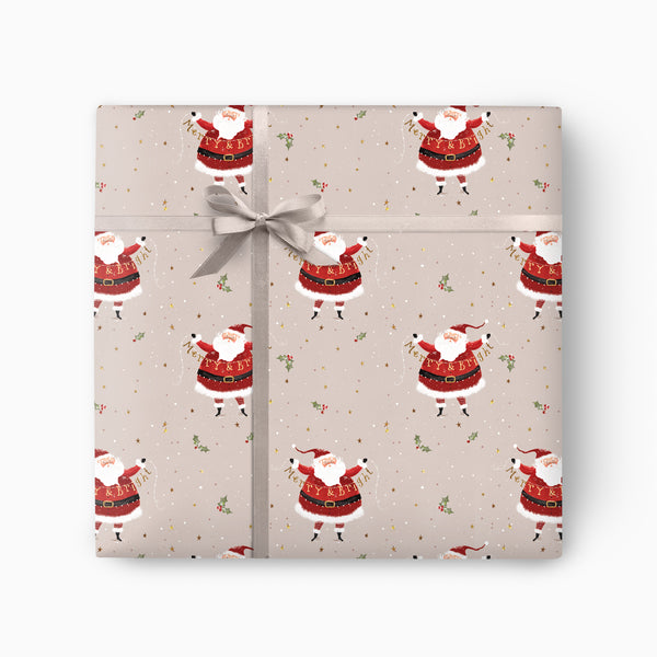 CWP072 - Merry & Bright Santa Christmas Wrapping Paper