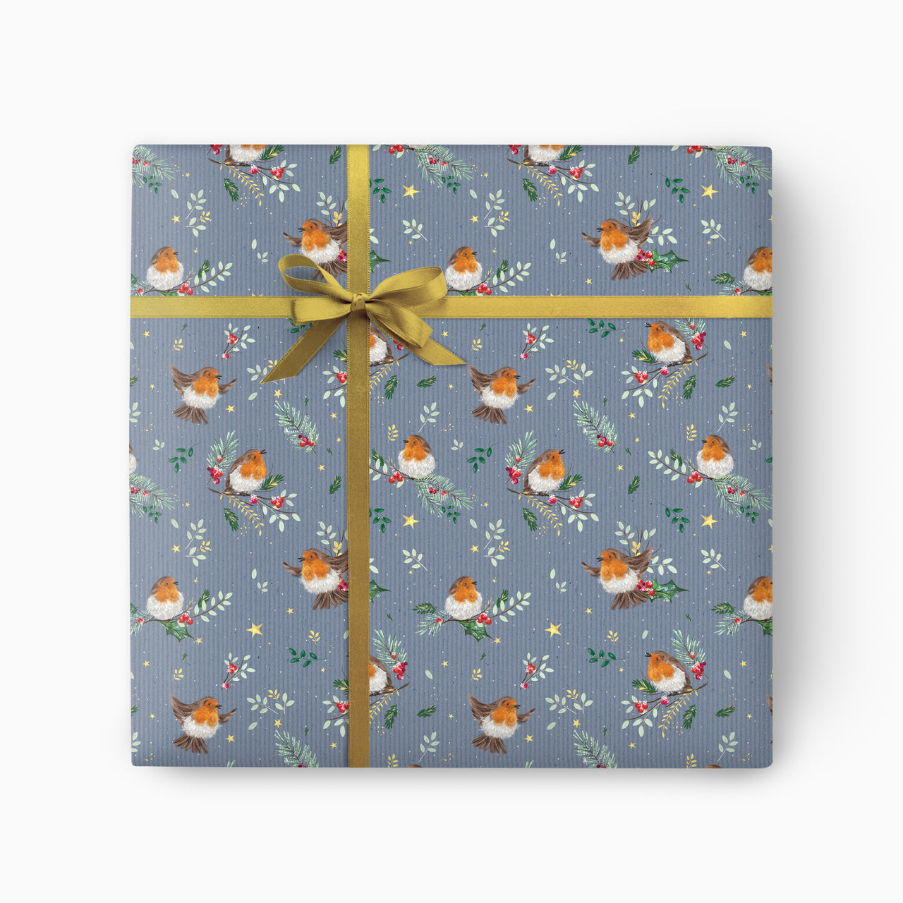 CWP081 - Blue Robins Christmas Wrapping Paper
