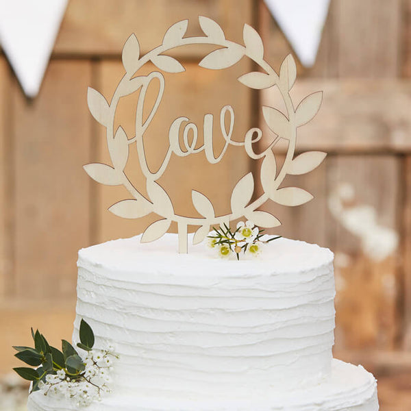 Cake Toppers-CW-234 - Wooden Love Wedding Cake Topper-Whistlefish