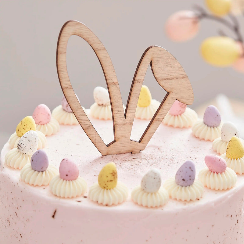 Cake Topper-EGG-224 - Wooden Bunny Ears Easter Cake Topper-Ginger Ray