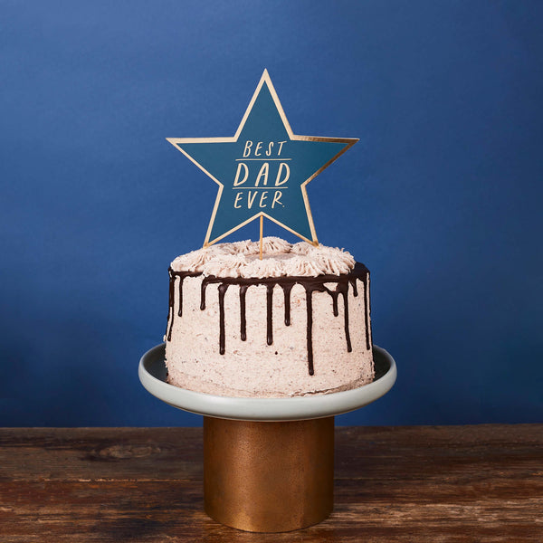 Cake Topper - HBBD101 - 'Best Dad Ever' Star Card Cake Topper - Navy 'Best Dad Ever' Star Card Cake Topper - Whistlefish