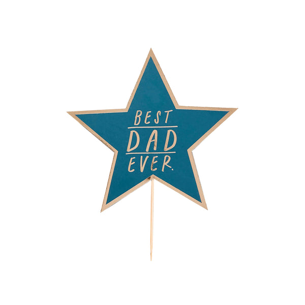 Cake Topper - HBBD101 - 'Best Dad Ever' Star Card Cake Topper - Navy 'Best Dad Ever' Star Card Cake Topper - Whistlefish