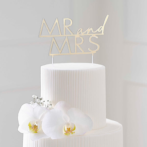 Cake Topper - ML-103 - Gold Acrylic Mr & Mrs Cake Topper - Gold Acrylic Mr & Mrs Cake Topper - Whistlefish