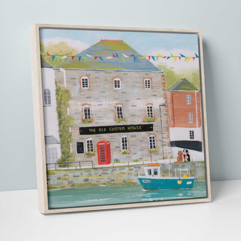 Canvas-HCC108F - Padstow Phone Box Framed Canvas Print-Whistlefish