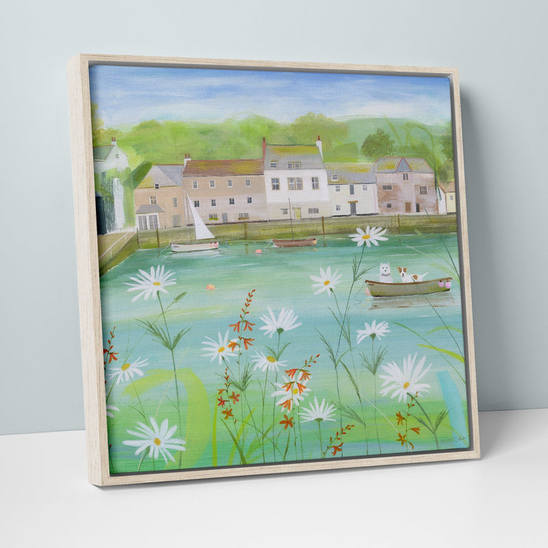 Canvas-HCC115F - Westie in the Boat Med framed canvas-Whistlefish