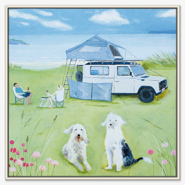 Canvas-HCC300F - Camping In The Dunes Framed Canvas-Hannah Cole