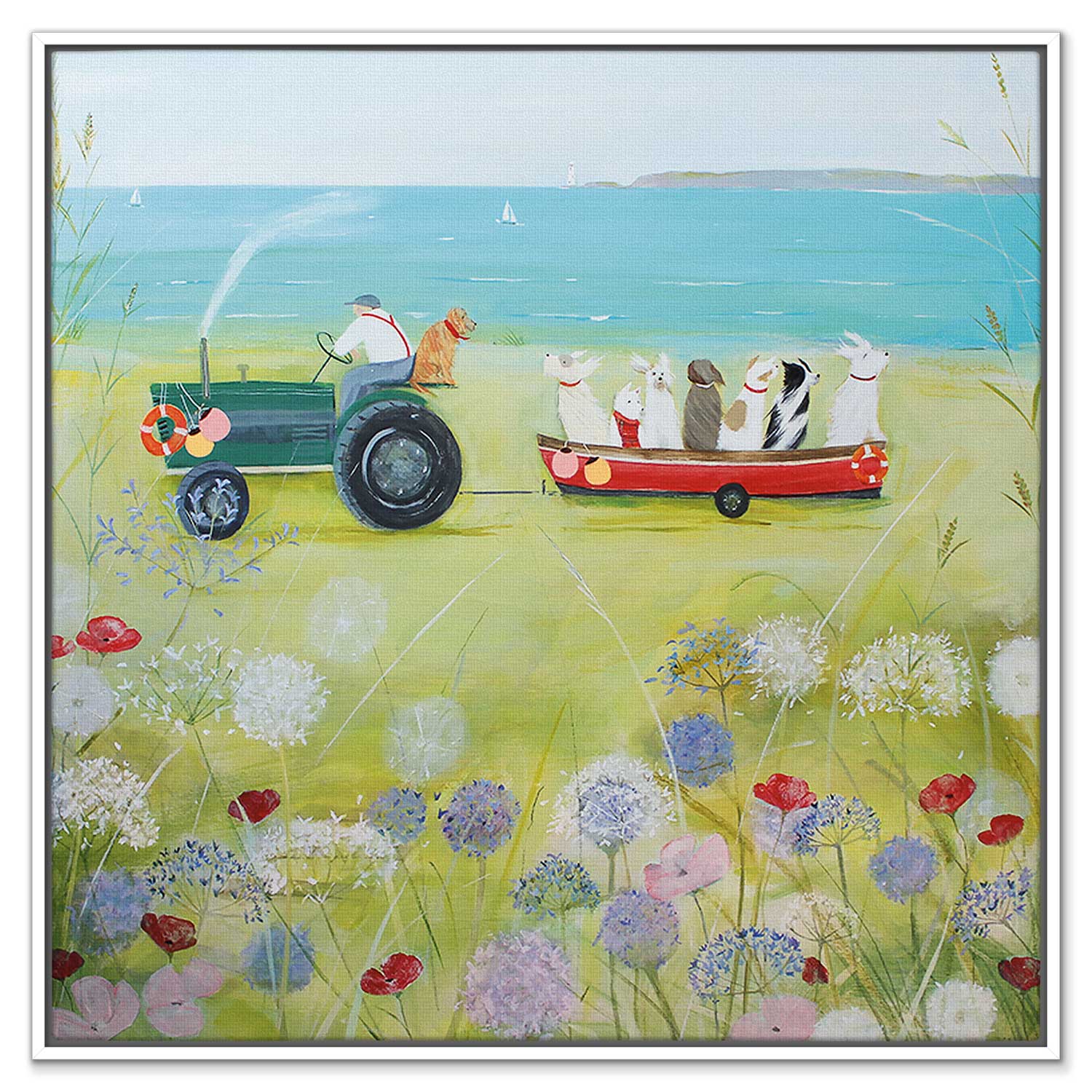 Canvas-HCC303F - Wind In Their Ears Framed Canvas-Hannah Cole