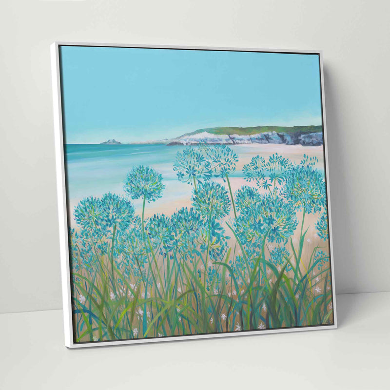 Canvas-ICC111F - Agapanthus Beach Framed Canvas-Whistlefish