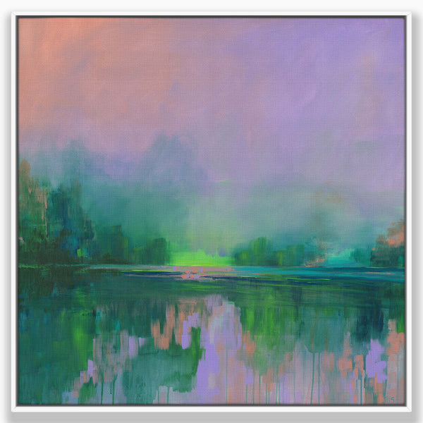 Canvas-ICC125F - Forest Green Reflected Large Framed Canv-Iris Clelford