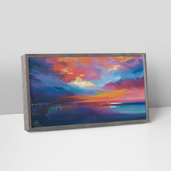 Canvas-ICC45 - Porthleven Sunset Large Framed Canvas-Whistlefish