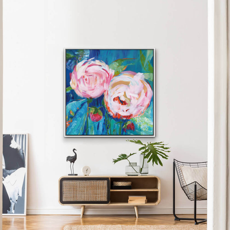 Canvas-ICC67F - First Peony of Summer Large Framed Canvas-Whistlefish