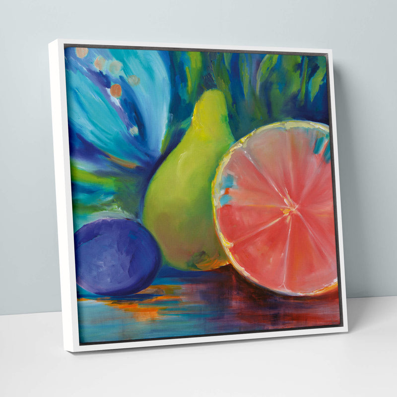 Canvas - ICC68F - Pink Grapefruit Large Framed Canvas - Still Life with Pink Grapefruit Large Framed Canvas - Whistlefish