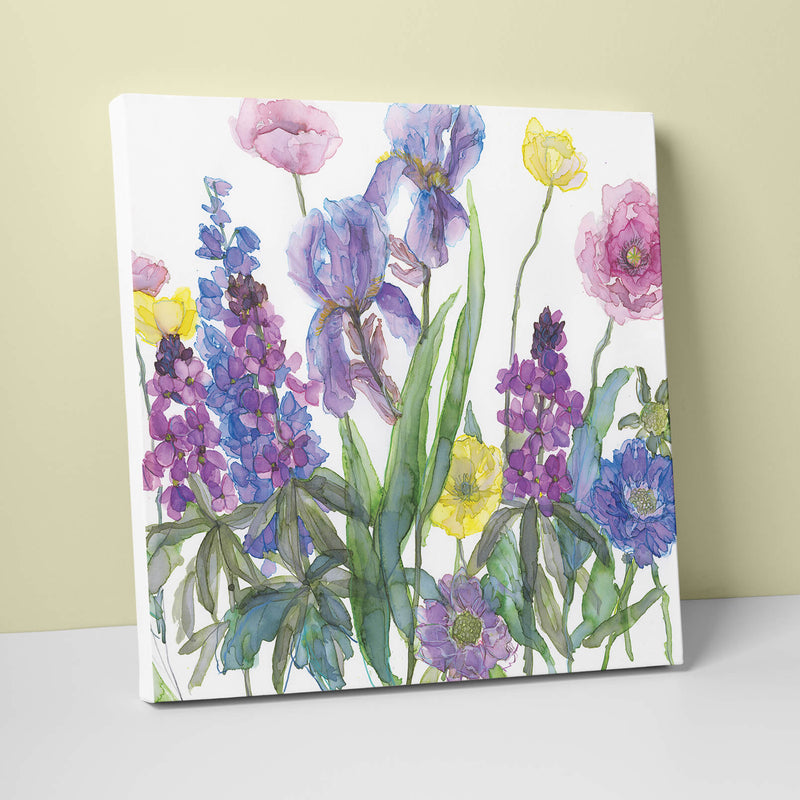 Canvas - JTC06 - Boules Mauve, Wallflowers & Iris Canvas - Boules Mauve, Wallflowers & Iris Canvas by Jess Trotman