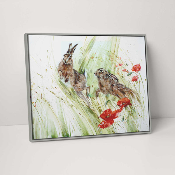 Canvas - SDO01F - Hares & Poppies Large Framed Canvas - Hares & Poppies Large Framed Canvas - Whistlefish