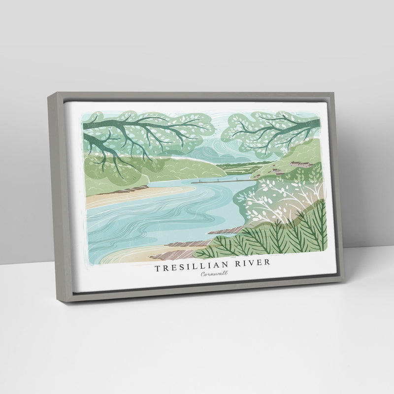 Canvas - WFC139 - Tresillian River Large Lino Framed Canvas - Tresillian River Large Lino Framed Canvas - Whistlefish