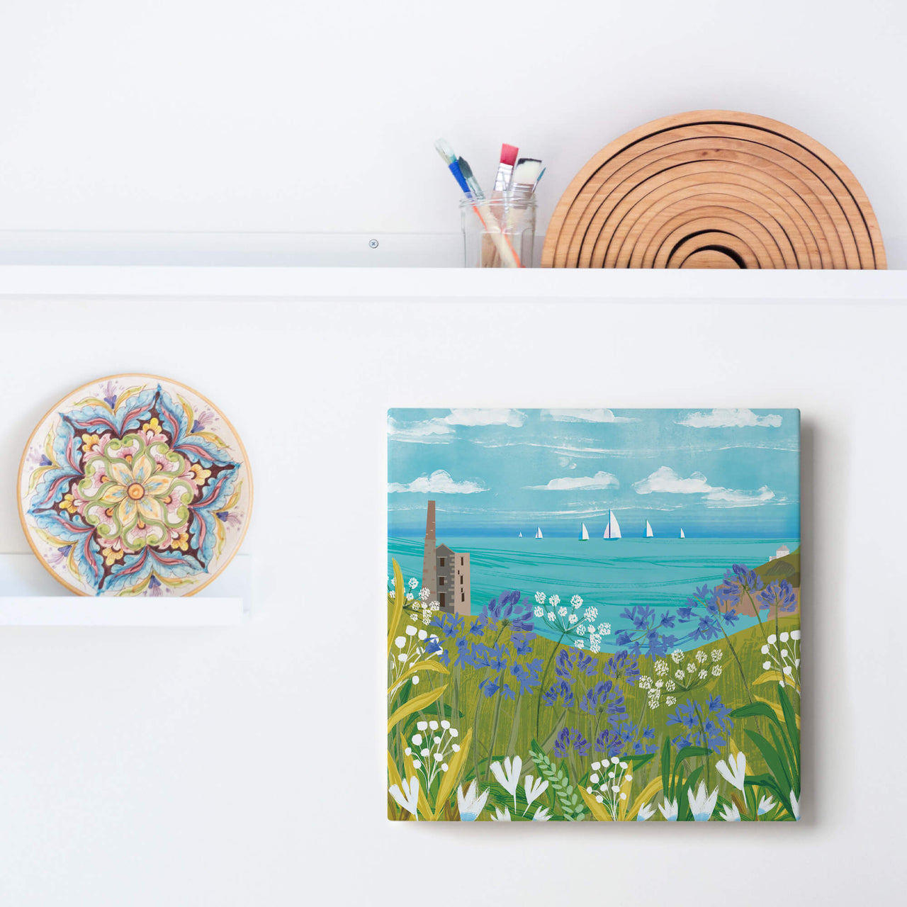 Canvas-WFC50 - Agapanthus Over Rinsey Head Canvas-Whistlefish