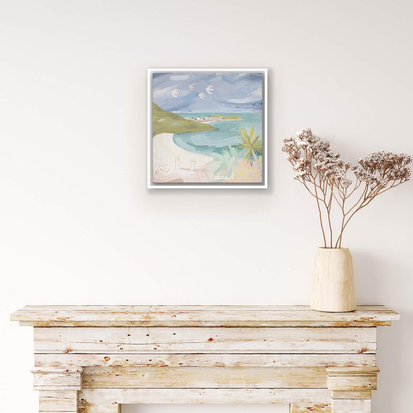 Canvas-WFC52F - Gulls Over Carbis Bay Small Framed Canvas-Whistlefish