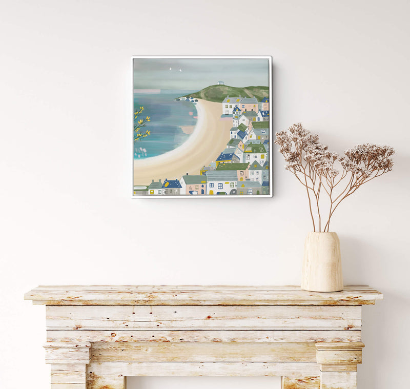 Canvas-WFC54F - Steel Blues Porthmeor Small Framed Canvas-Whistlefish