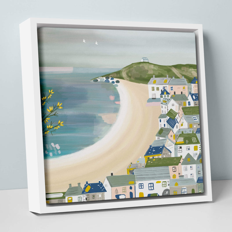 Canvas-WFC54F - Steel Blues Porthmeor Small Framed Canvas-Whistlefish