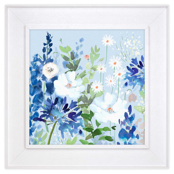 Blue shops Daisy canvas painted wall framed picture