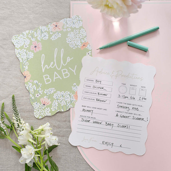 Card - FLB-106 - Floral Baby Shower Advice Cards - Floral Baby Shower Advice Cards - Whistlefish