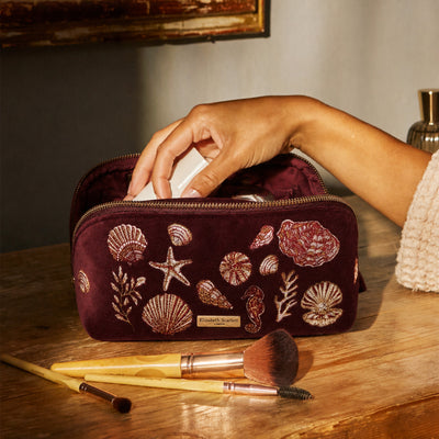 Ocean Treasure Velvet Open Flat Makeup Bag - Whistlefish